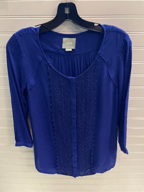 Top 3/4 Sleeve By Maeve In Blue, Size: 2