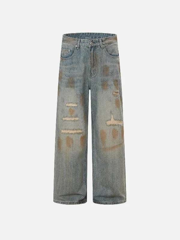 Aelfric Eden Mud Dyeing Distressed Jeans