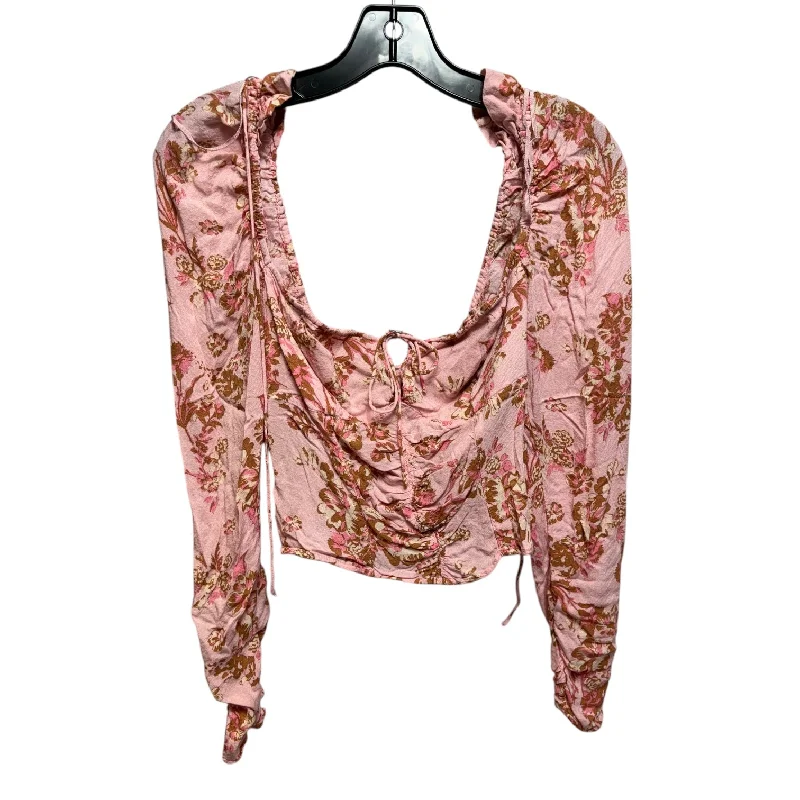 Top Long Sleeve By Free People In Pink, Size: S