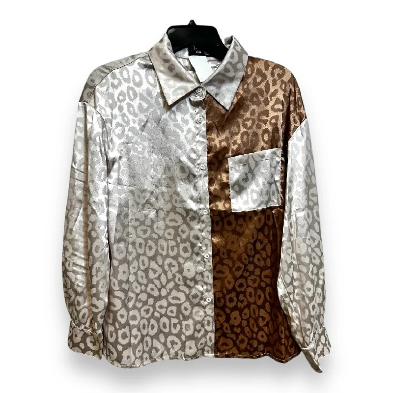 Top Long Sleeve Basic By Shein In Leopard Print, Size: M