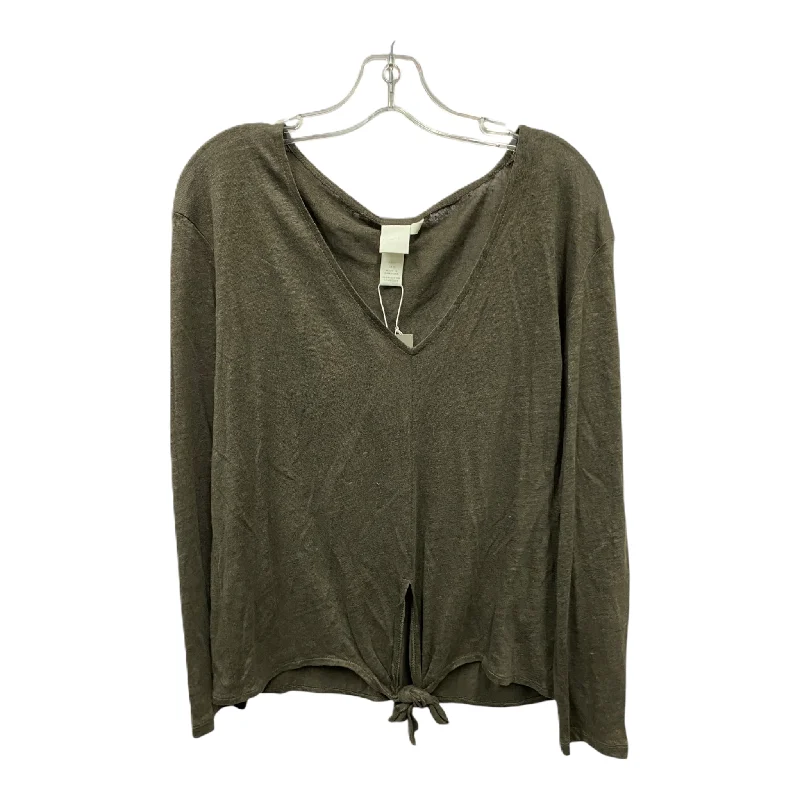 Top Long Sleeve By H&m In Brown, Size: M