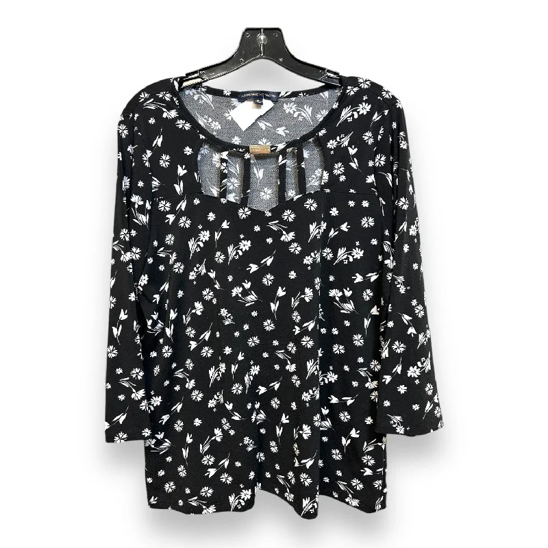 Top Long Sleeve By Adrienne Vittadini In Black, Size: Xl