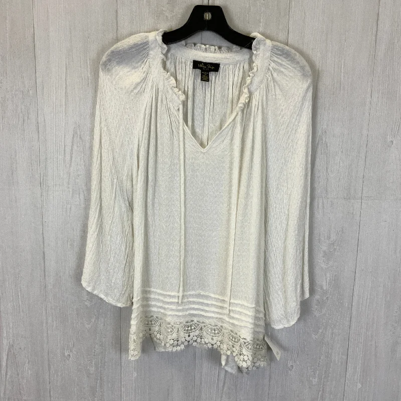 Top 3/4 Sleeve By Melissa Paige In White, Size: Xl