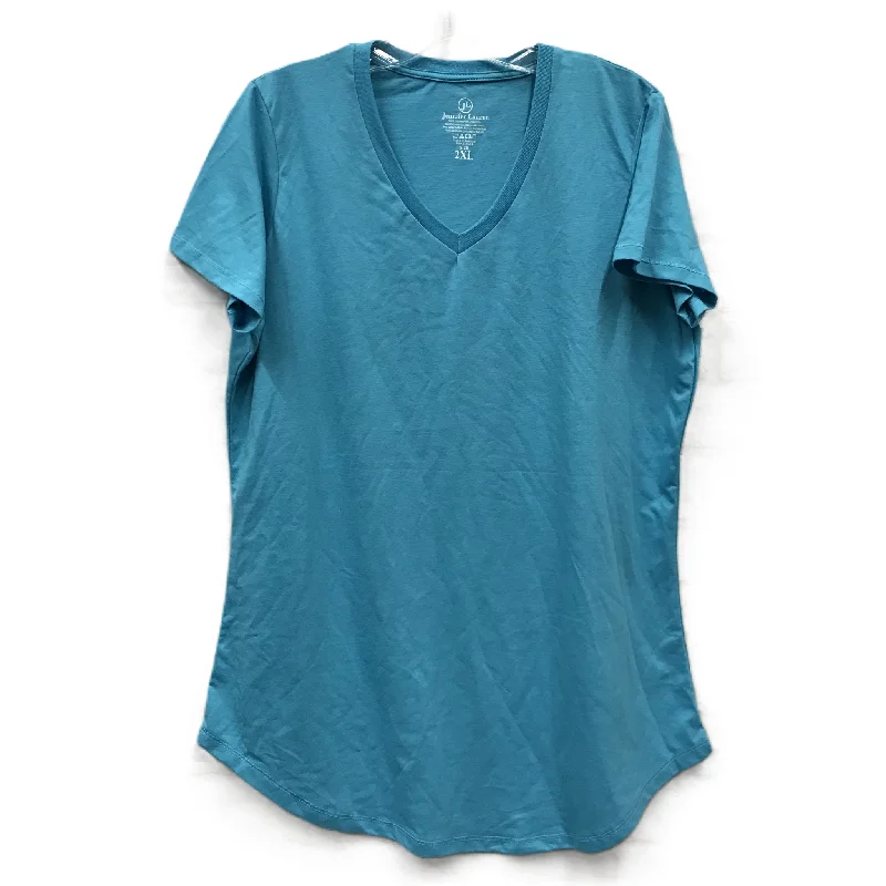 Blue Top Short Sleeve Basic By Jennifer Lauren, Size: 2x