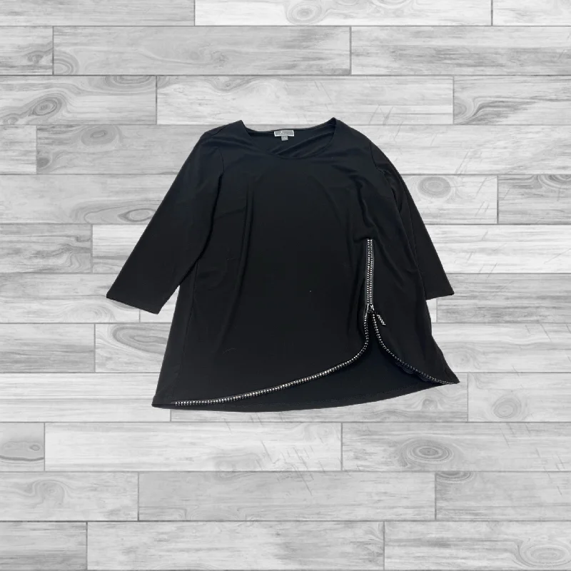 Top Long Sleeve By Jm Collections In Black, Size: L