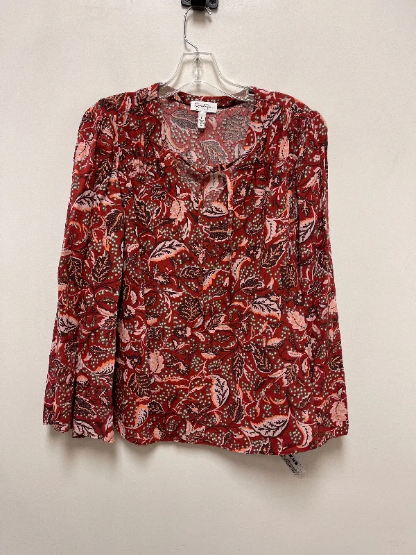 Top Long Sleeve By Jessica Simpson In Red, Size: L