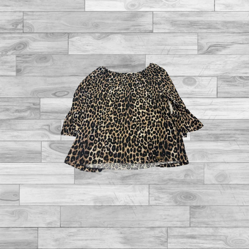 Top 3/4 Sleeve By Michael By Michael Kors In Animal Print, Size: M