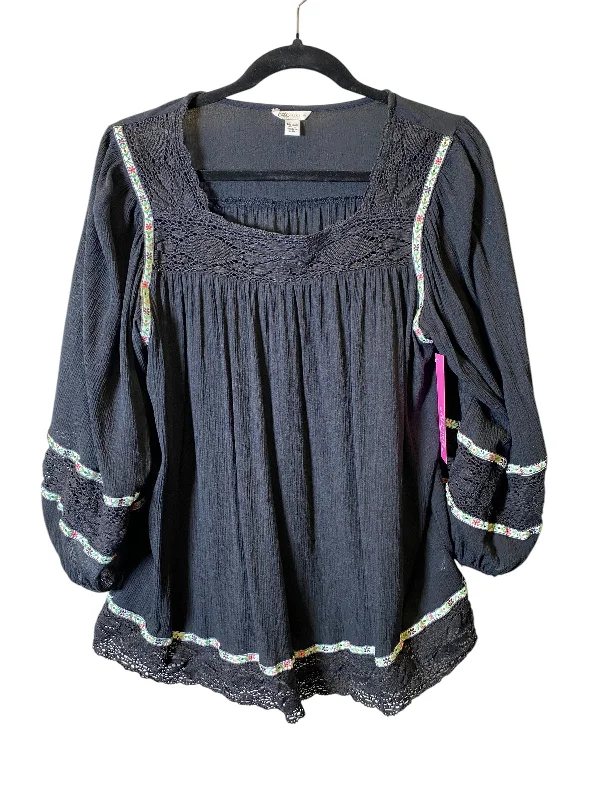 Top 3/4 Sleeve By Cato In Black, Size: L