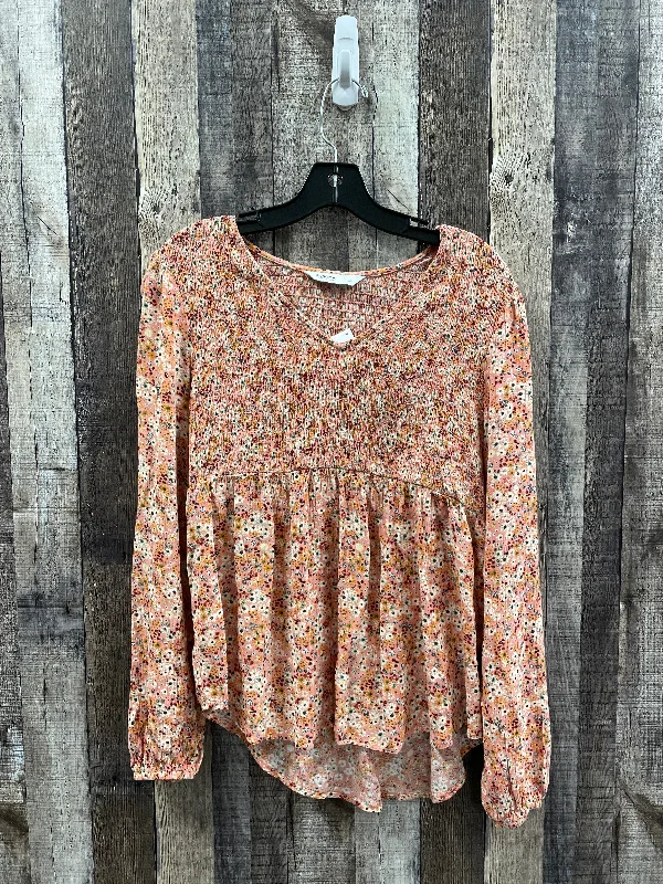 Top Long Sleeve By Sonoma In Orange, Size: S