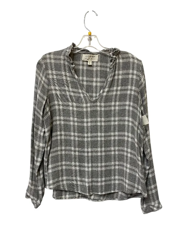 Top Long Sleeve By Cloth & Stone In Plaid Pattern, Size: Xs