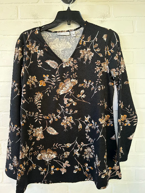 Top Long Sleeve By Susan Graver In Black & Brown, Size: S