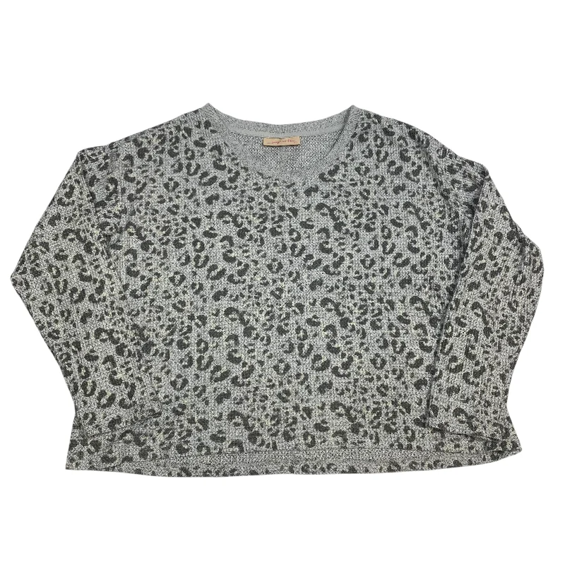 Top Long Sleeve By Papinelle In Grey, Size: L