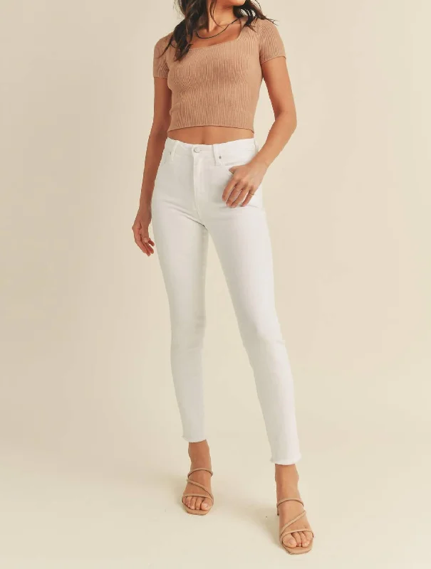 Skinny Mini Fray Hem Jean In White