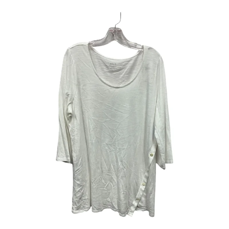 Top Long Sleeve By Pure Jill In White, Size: L