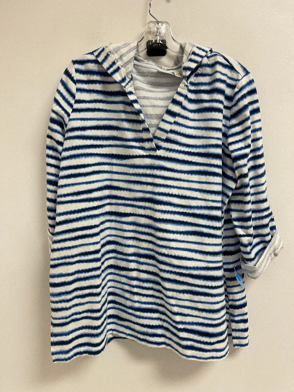 Top Long Sleeve By Chicos In Blue & White, Size: L