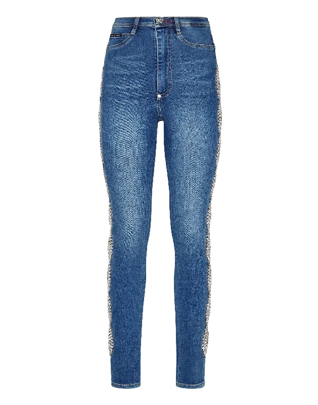 Denim Super High Waist Jegging Crystal Cable