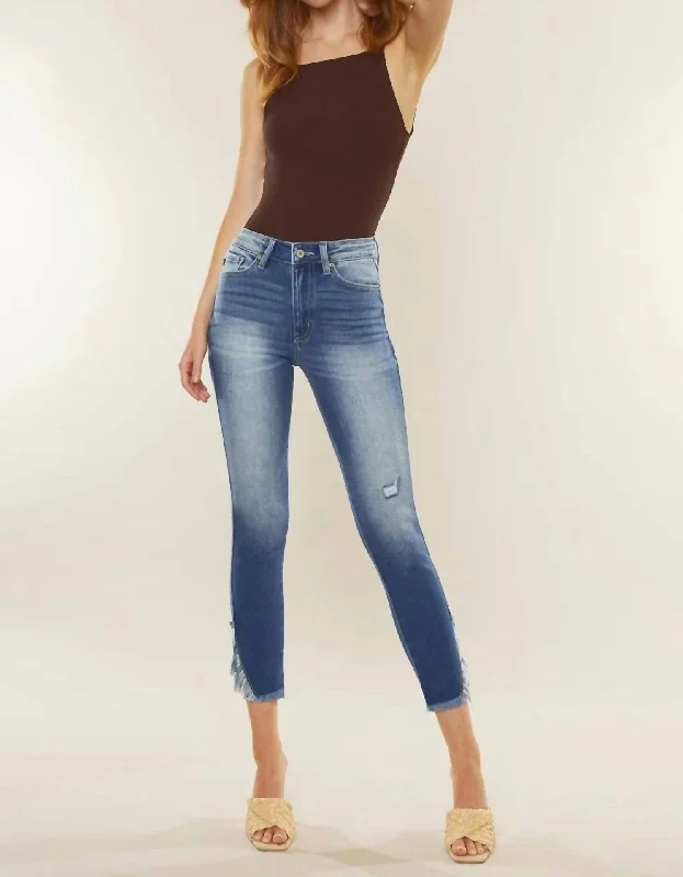 Geneva High Rise Ankle Skinny Jeans In Medium Blue