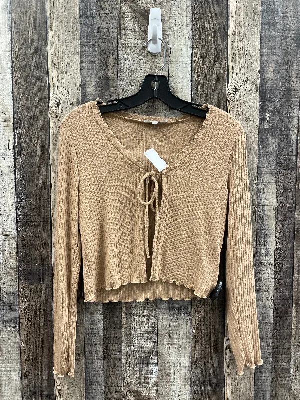 Top Long Sleeve By Gaze In Brown, Size: S