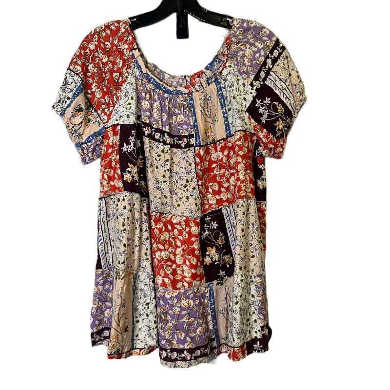 Floral Print Top Short Sleeve By Cato, Size: L