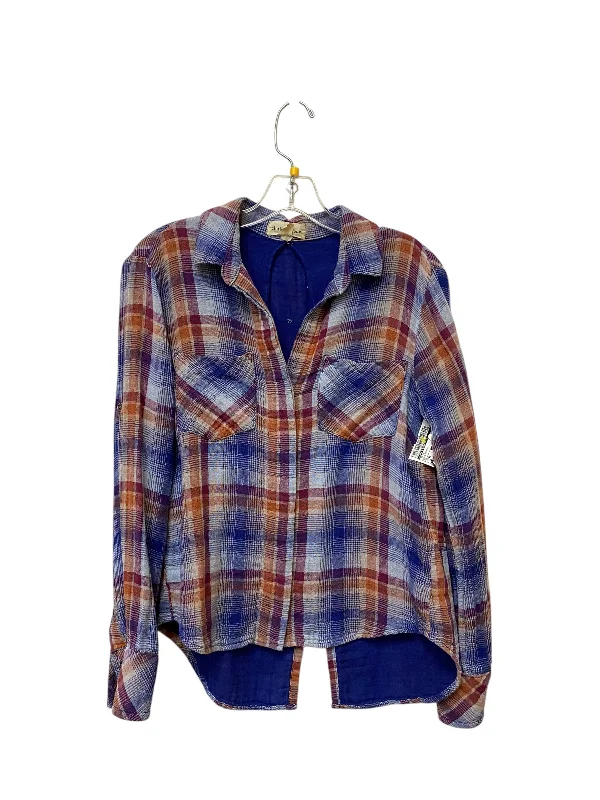 Top Long Sleeve By Cloth & Stone In Plaid Pattern, Size: Xs