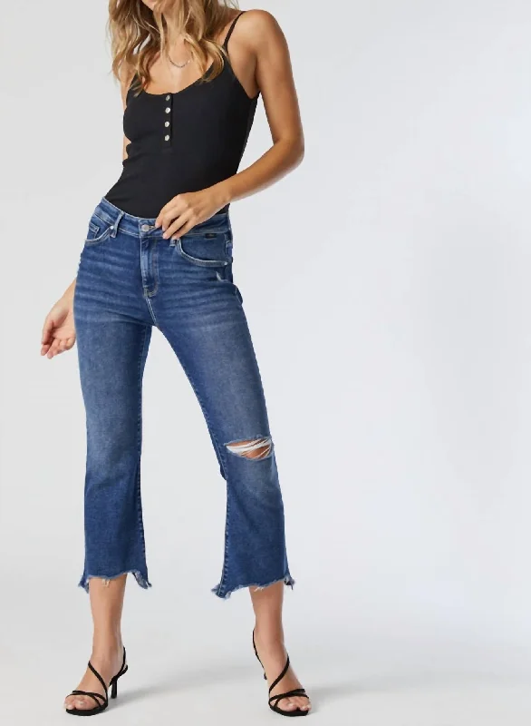 Anika Cropped Flare Jeans In Dark Ripped La Vintage