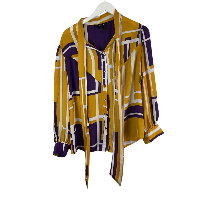 Top Long Sleeve By Ashley Stewart In Purple & Yellow, Size: 1x