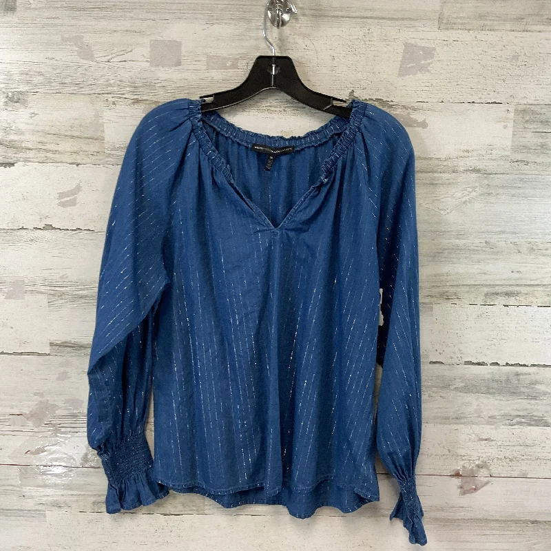 Top Long Sleeve By White House Black Market In Blue, Size: M