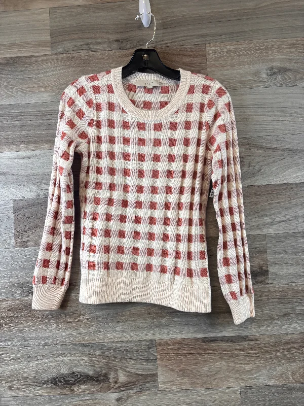 Sweater By Loft In Cream & Red, Size: Xsp