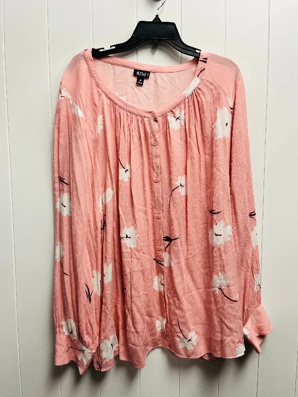 Top Long Sleeve By Ana In Pink, Size: 2x