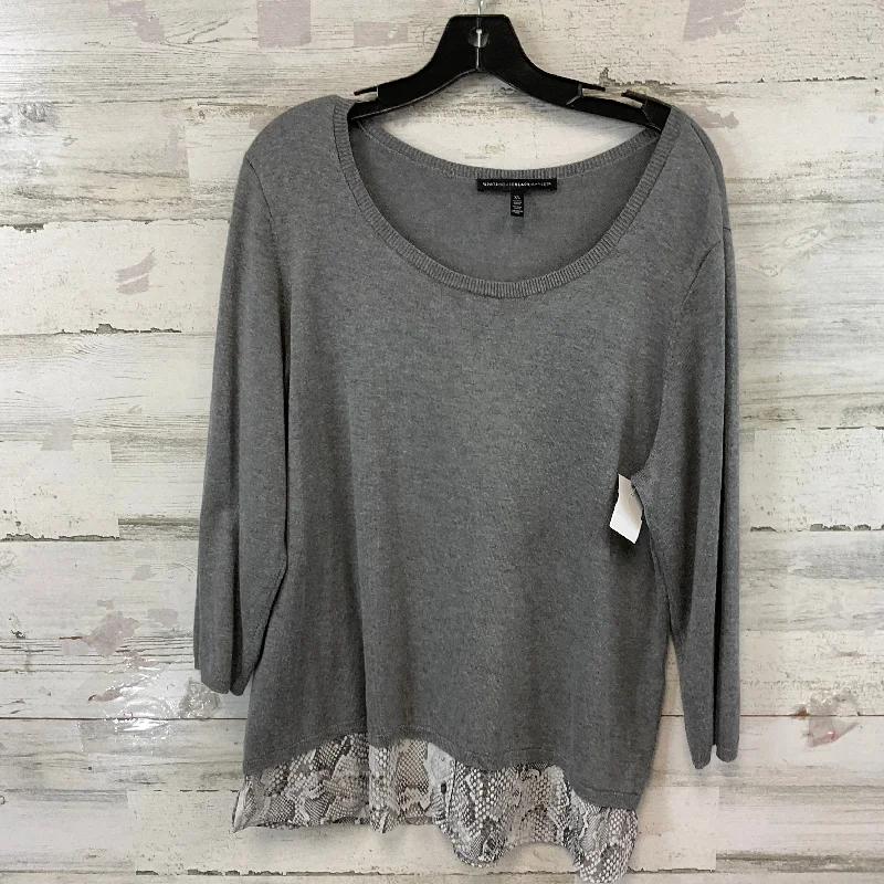 Top Long Sleeve By White House Black Market In Grey, Size: Xl