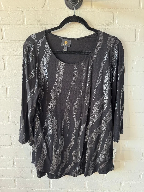 Top Long Sleeve By Jm Collections In Black, Size: 0x