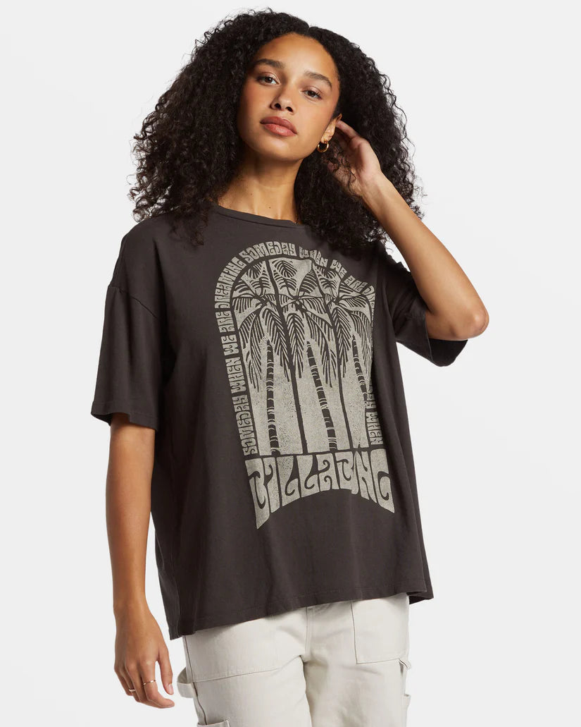 BILLABONG WE ARE DREAMING OVERSIZED WOMENS TEE - OFF BLACK