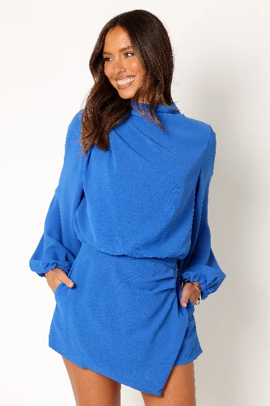 Galen Long Sleeve Romper - Paris Blue