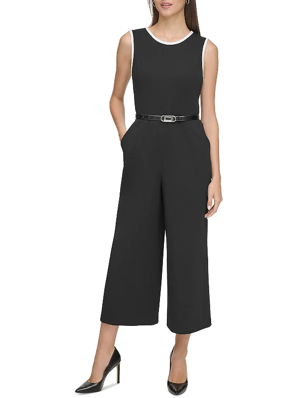 Womens Textured Cropped Jumpsuit