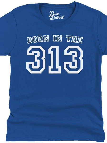 Born in the 313 Womens T-shirt - White / Royal Blue