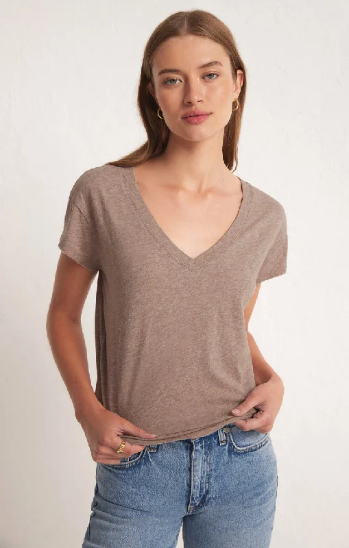 Z-Supply MODERN V-NECK TEE - HEATHER LATTE