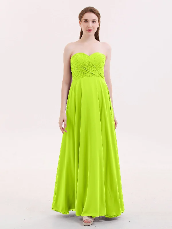 Strapless Sweetheart Maxi Bridesmaid Dress-Lime Green