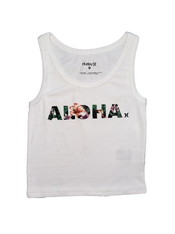 HURLEY BOTANIC WONDER ALOHA WOMENS TANK TOP - WHITE