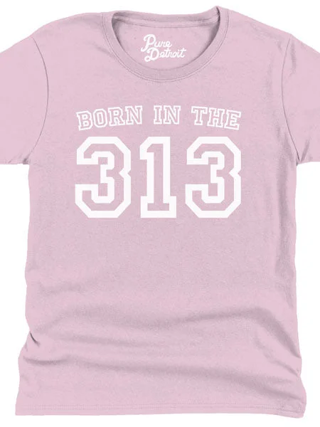 Born in the 313 Womens T-shirt - White / Pink