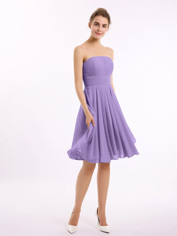 Straight Across Strapless Short Bridesmaid Gown Tahiti