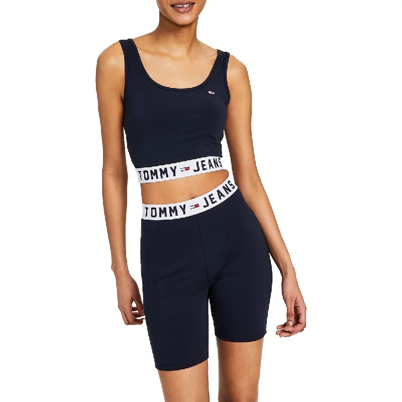 Womens Logo Stretch Crop Sports Bra