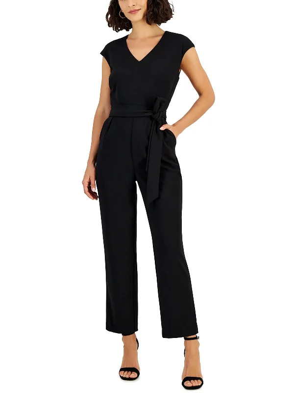 Womens V Neck Zipper Jumpsuit