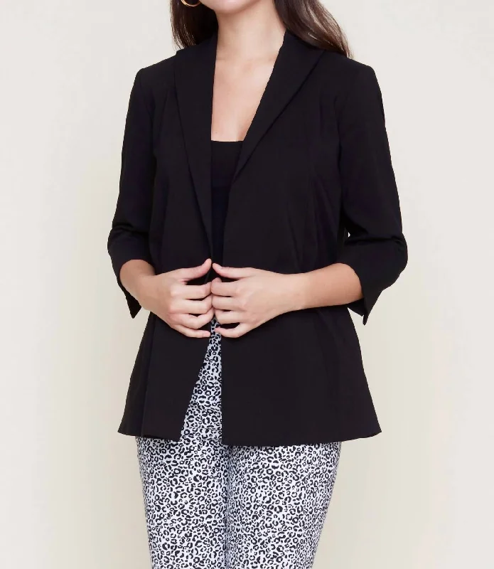 Swing 3/4 Sleeve Blazer In Black