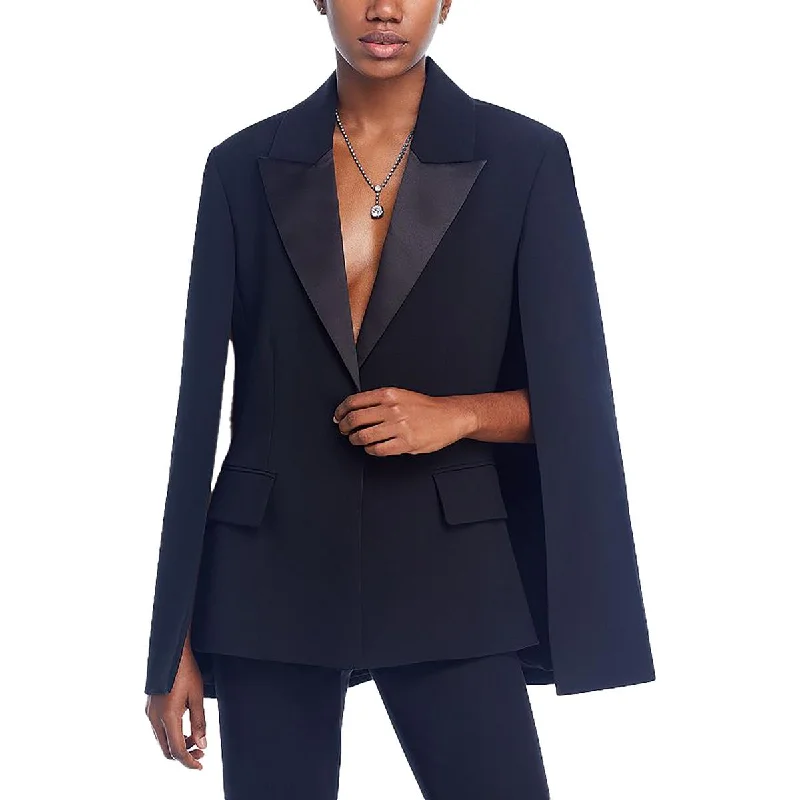 Womens Drapey Cape Sleeve One-Button Blazer