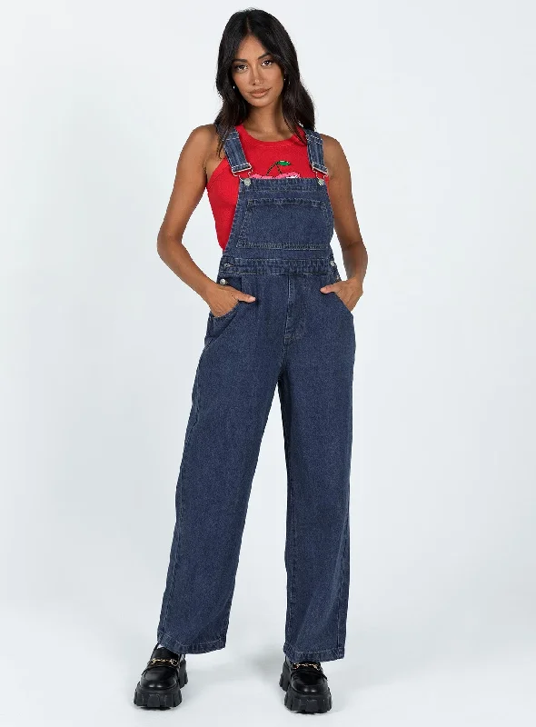 Kacey Long Overalls Mid Blue