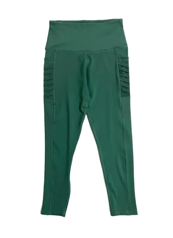 Women's High Rise Moto Side Pockets Capri Leggings In Green