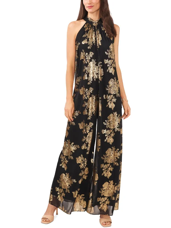 Womens Floral Halter Jumpsuit