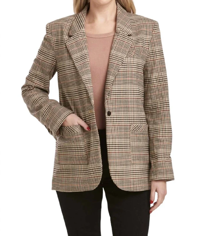 Clyde Plaid Blazer In Umber