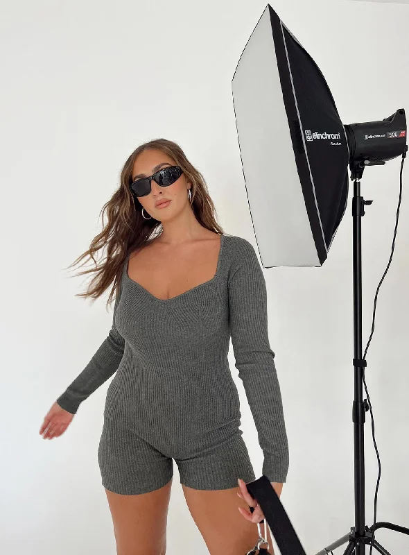 Huttley Knit Romper Grey