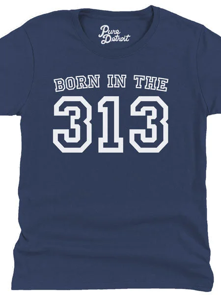 Born in the 313 Womens T-shirt - White / Navy